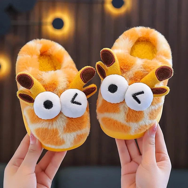 2024 New Style Children's Cotton Slippers Indoor Home Use Fall/Winter Anti-Slip Cute Little Cow Slippers Outer Wear PVC Material
