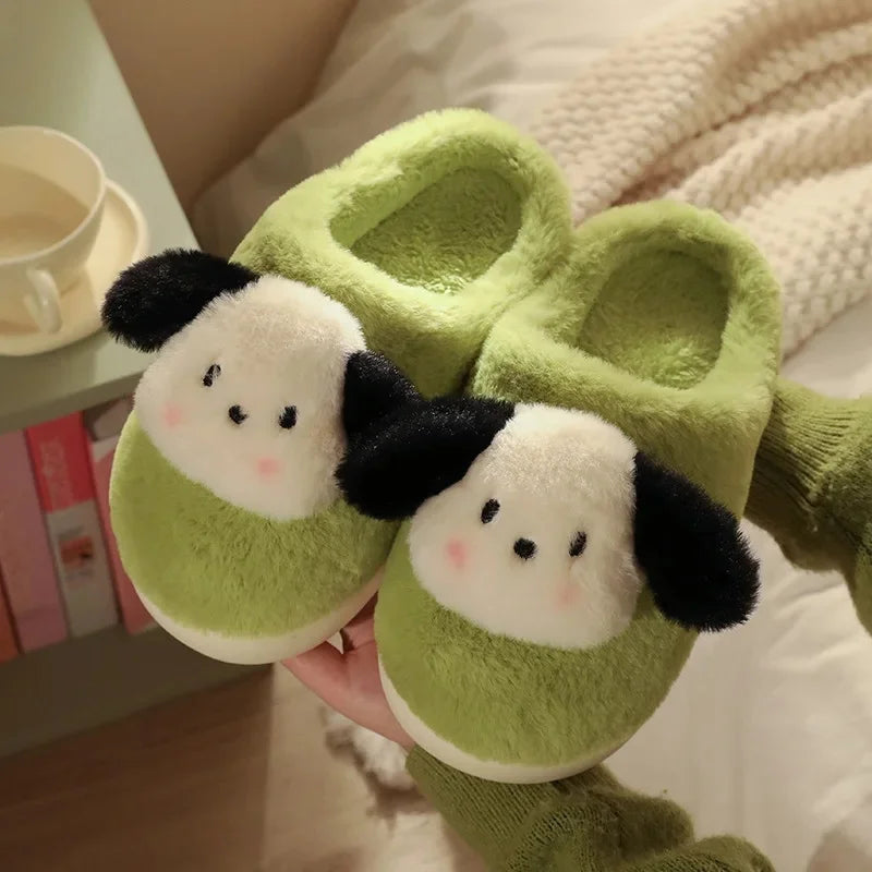 Women's Cotton Slippers Winter Home Indoor Plush Warm Anti-slip Thick Bottom Outdoor Cute Full Cover Heel Cotton Shoes