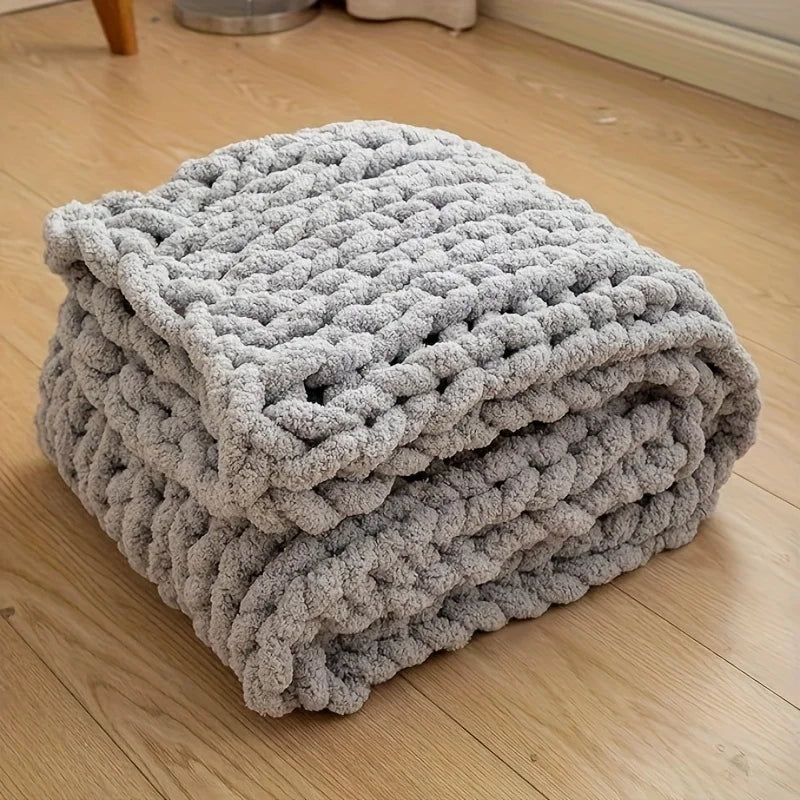 Plaid chenille chunky knit — Chaleur profonde & sensation de cocooning absolu