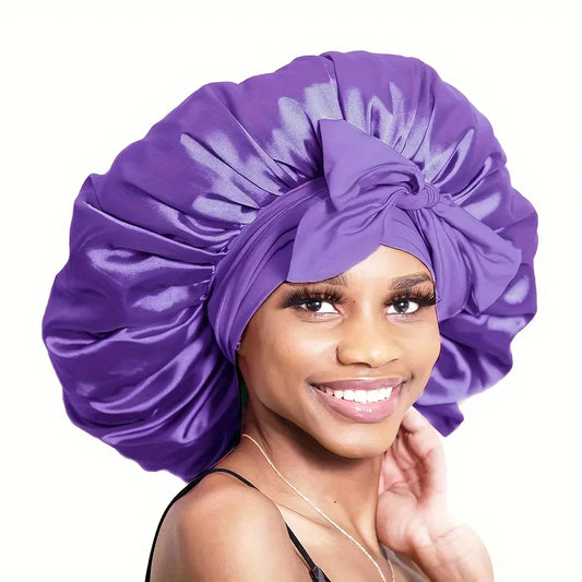 Bonnet satin hypoallergénique lien réglable — Soin capillaire nocturne