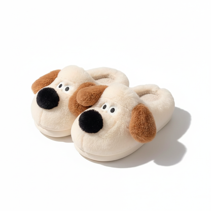 Pantoufle Léo Velours | le chien cosy des hivers sereins