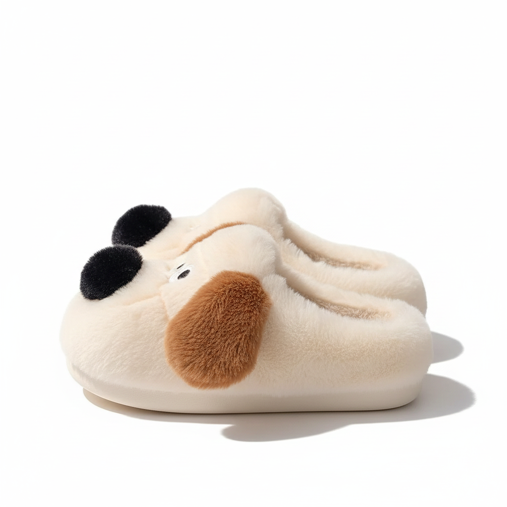 Pantoufle Léo Velours | le chien cosy des hivers sereins