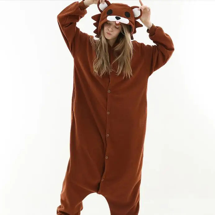 HKSNG High Quality Adult Kigurumi Teddy Brown Bear Onesies Animal Pajamas Cosplay Costume Party  Jumpsuits Christmas