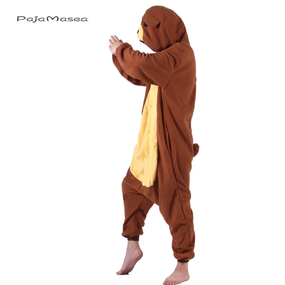 XXL Brown Brown Bear Soft Men Women Pajamas Animal Onsie Costume Cartoon Men Onesies for Adults Cosplay Raccoon Kigurumi
