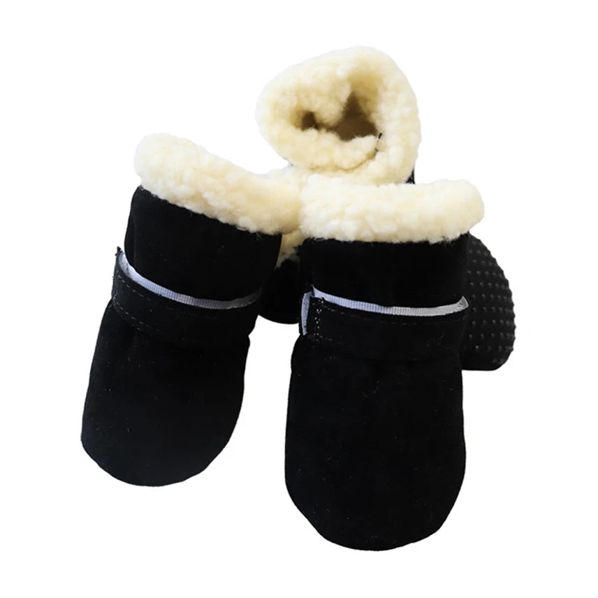 4Pcs Winter Waterproof Warm Pet Dog Shoes Non-slip Snow Boots for Small Breeds Dogs Puppy Cat Chihuahua Pet Paw Care Pug