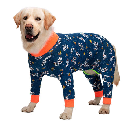 Dog Recovery Suit Christmas Dog Clothes Boy Girl Cartoon Print Fabric Dog Onesie Post Operative Dog Bodysuit Apparels For Dog