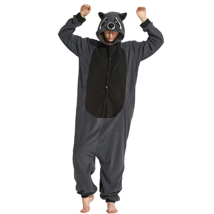 XXL PAJAMASEA Adult Raccoon Kigurumi Animal Costume Onesie Cartoon Cosplay Halloween Women Jumpsuit One-Piece Pijamas 145-200cm