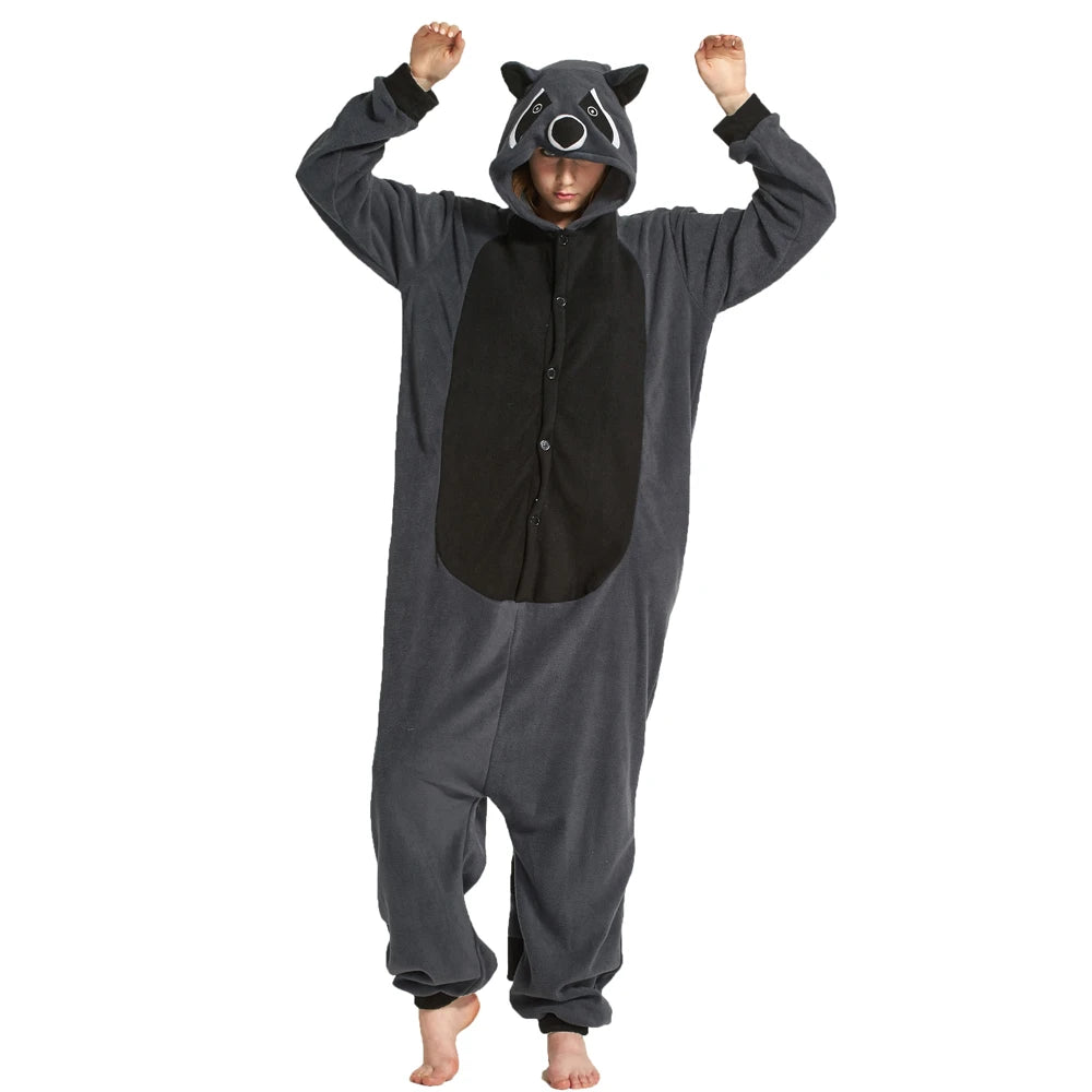 XXL PAJAMASEA Adult Raccoon Kigurumi Animal Costume Onesie Cartoon Cosplay Halloween Women Jumpsuit One-Piece Pijamas 145-200cm