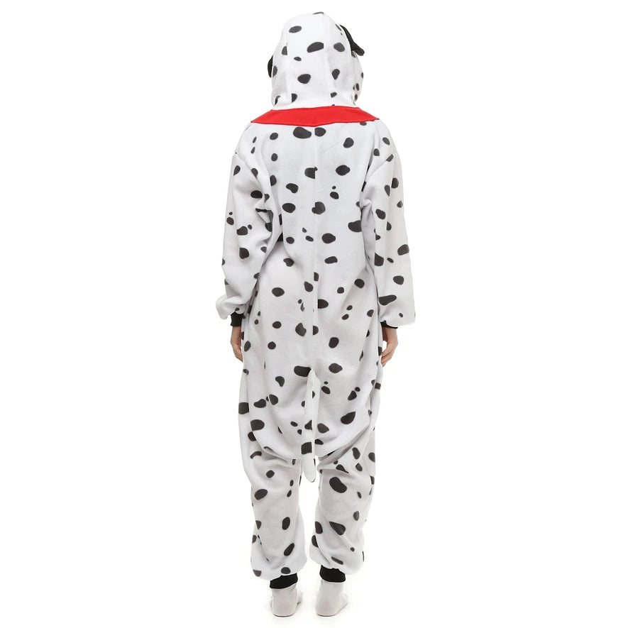 Adults Polar Fleece Kigurumi Women Dalmatian Dog Costume Men Animal Onesies Pajamas Halloween Carnival Party Jumpsuit Clothing