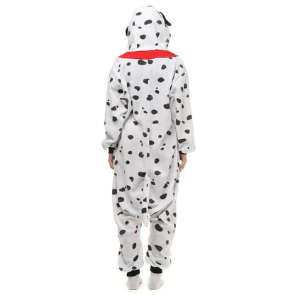 Adults Polar Fleece Kigurumi Women Dalmatian Dog Costume Men Animal Onesies Pajamas Halloween Carnival Party Jumpsuit Clothing