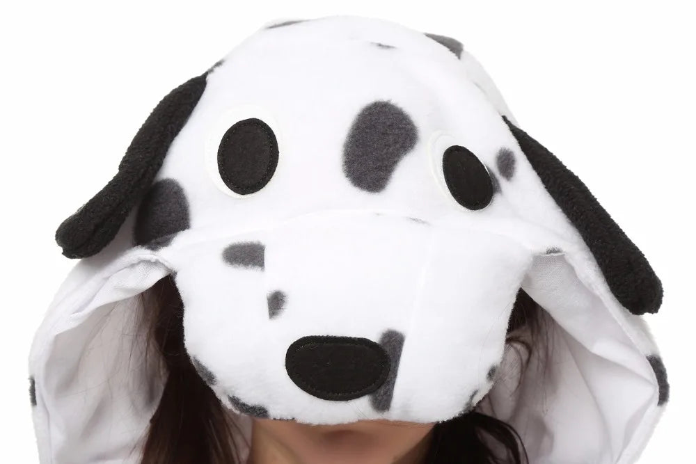 Adults Polar Fleece Kigurumi Women Dalmatian Dog Costume Men Animal Onesies Pajamas Halloween Carnival Party Jumpsuit Clothing