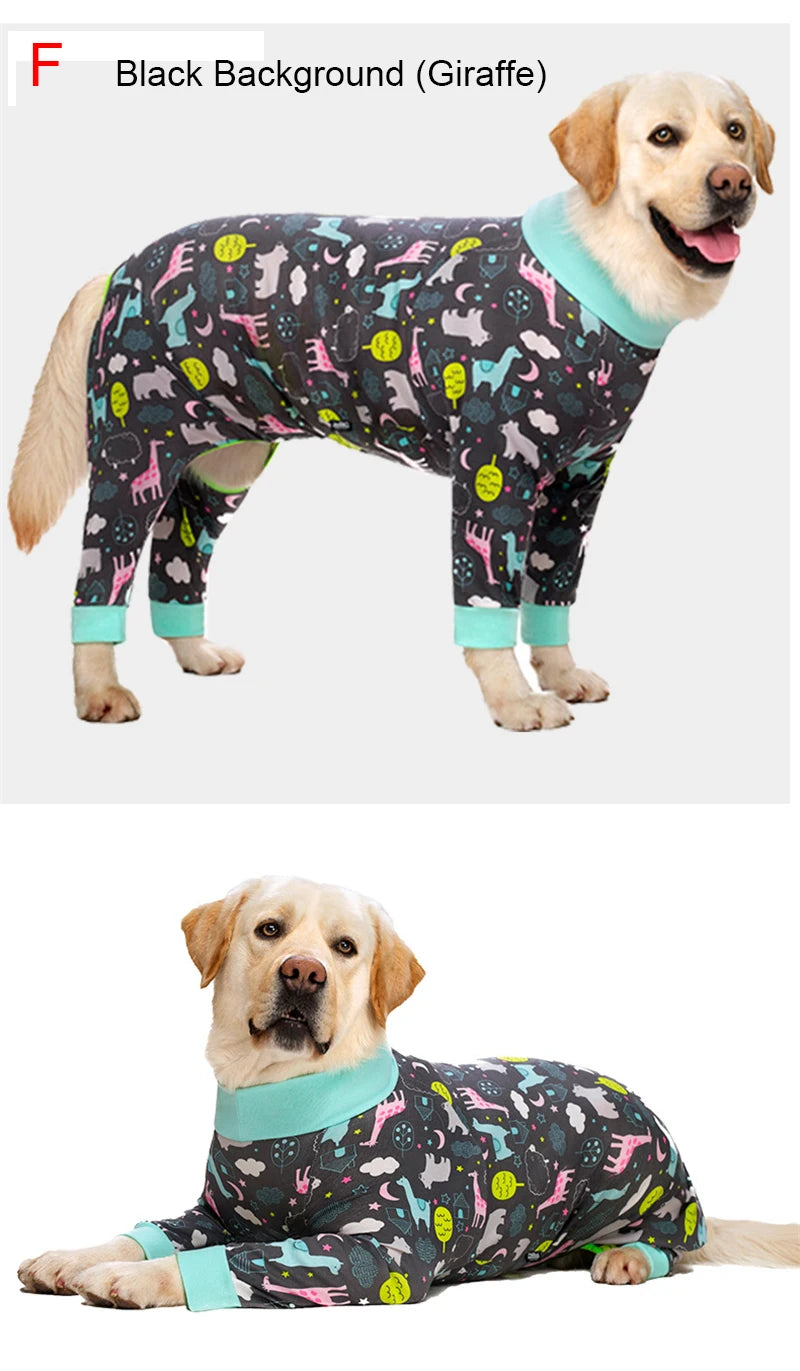 Dog Recovery Suit Christmas Dog Clothes Boy Girl Cartoon Print Fabric Dog Onesie Post Operative Dog Bodysuit Apparels For Dog