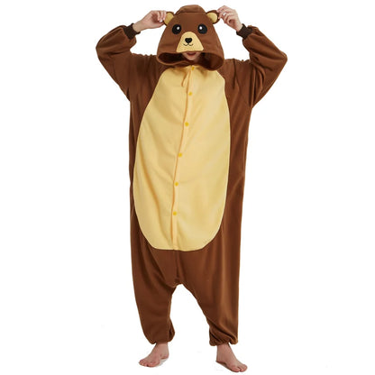 XXL Brown Brown Bear Soft Men Women Pajamas Animal Onsie Costume Cartoon Men Onesies for Adults Cosplay Raccoon Kigurumi