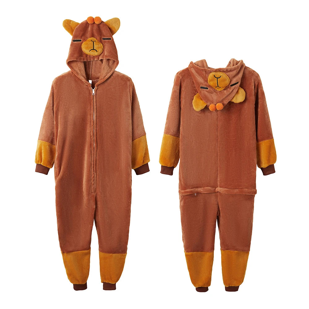 Kigurumi Unisex Frog Bear Cosplay Animal Onesie Women Halloween Costume Christmas One Piece Pajamas Set Winter Flannel Sleepwear