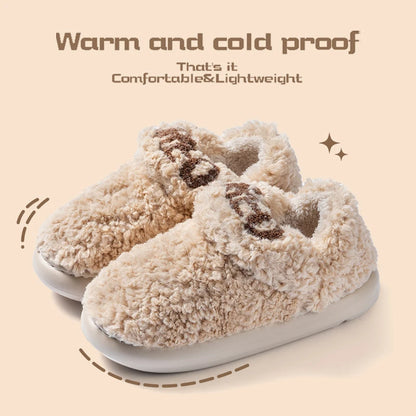 Cotton slippers for women, autumn and winter indoor home, soft bottom for warmth, plush cotton slippers for women, winter