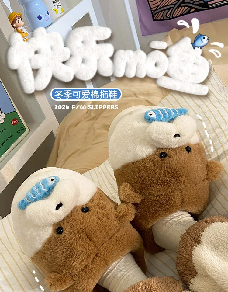 Ladies Fall Fluffy Slipper Women White Sheep Animal flip flops Winter Warm Cartoon Kawaii Soft Plush Indoor Home Shoes Gift