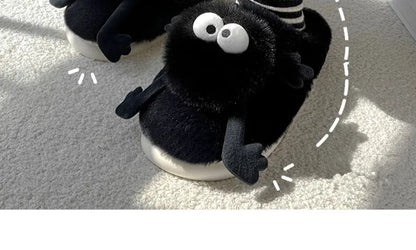 New Funny Slippers Women Plush Shoes Soft Bottom Home Cotton Shoes Woman Flip Flops Cute Cartoon Girls Furry Slippers