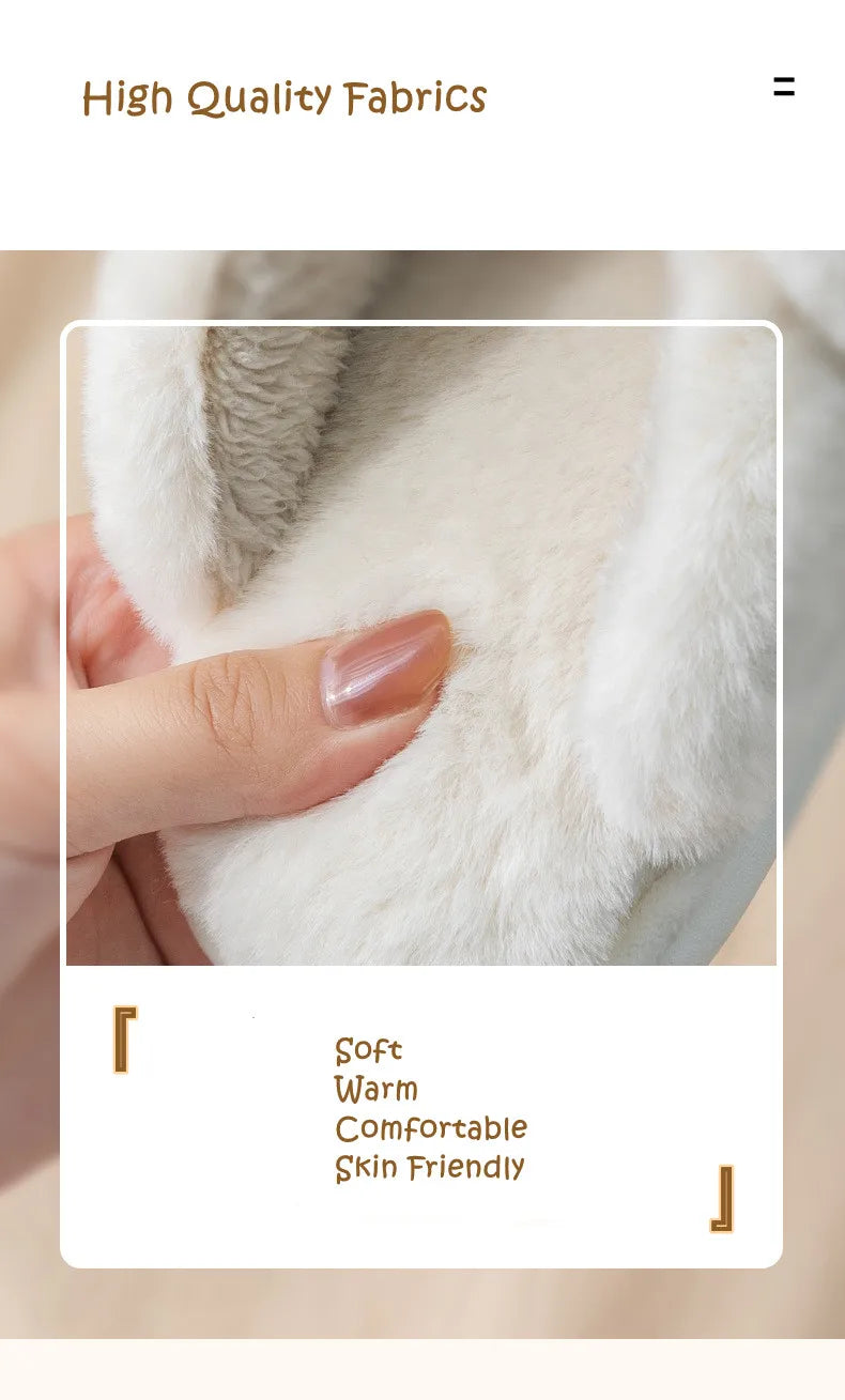 Women Winter Home Slippers Non-Slip Soft Warm House Shoes Men Ladies Indoor Bedroom Couples Cartoon Rabbit Bear Floor Slides
