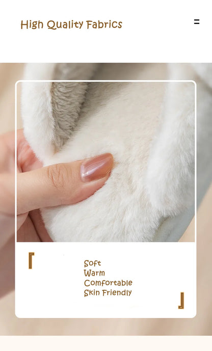 Women Winter Home Slippers Non-Slip Soft Warm House Shoes Men Ladies Indoor Bedroom Couples Cartoon Rabbit Bear Floor Slides