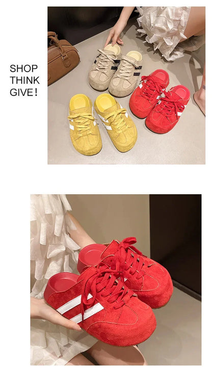 Birkent Women's Summer Outdoor Casual Slip-On Half Slippers Retro Heightening Knot Lazy Trainer Rubber Bottom Shoes