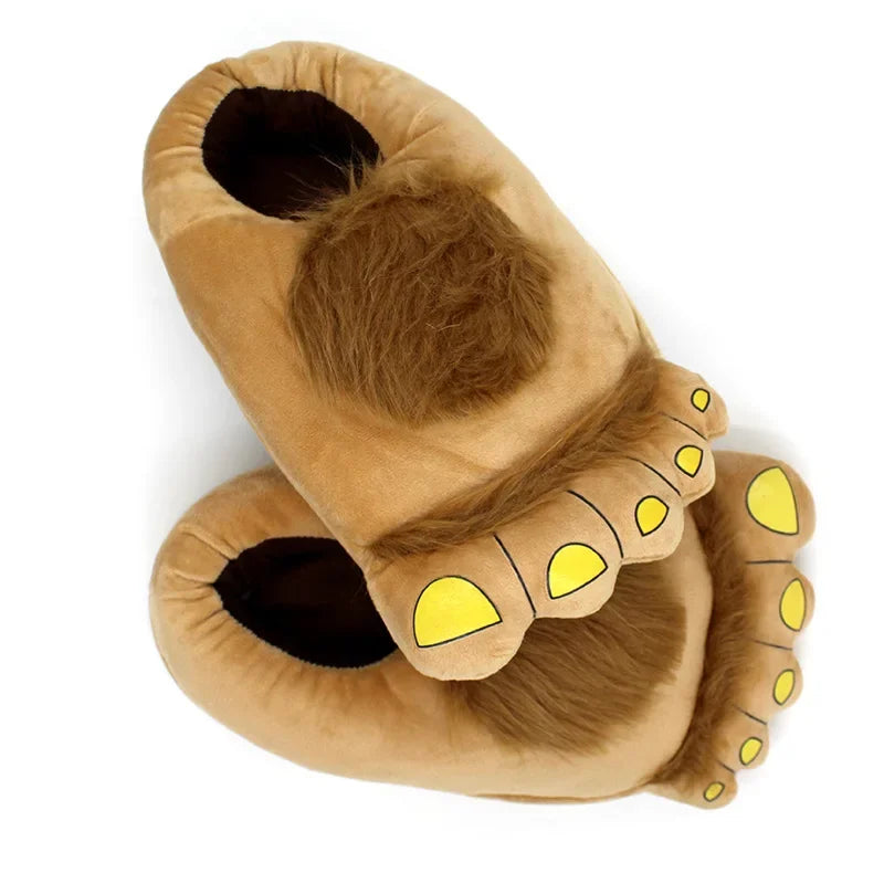 Creative Hobbit Plush Cotton Slippers Men's Large Size Home Use Gift Thick Bottom Warm Shoes Soft Home Slippers for Men