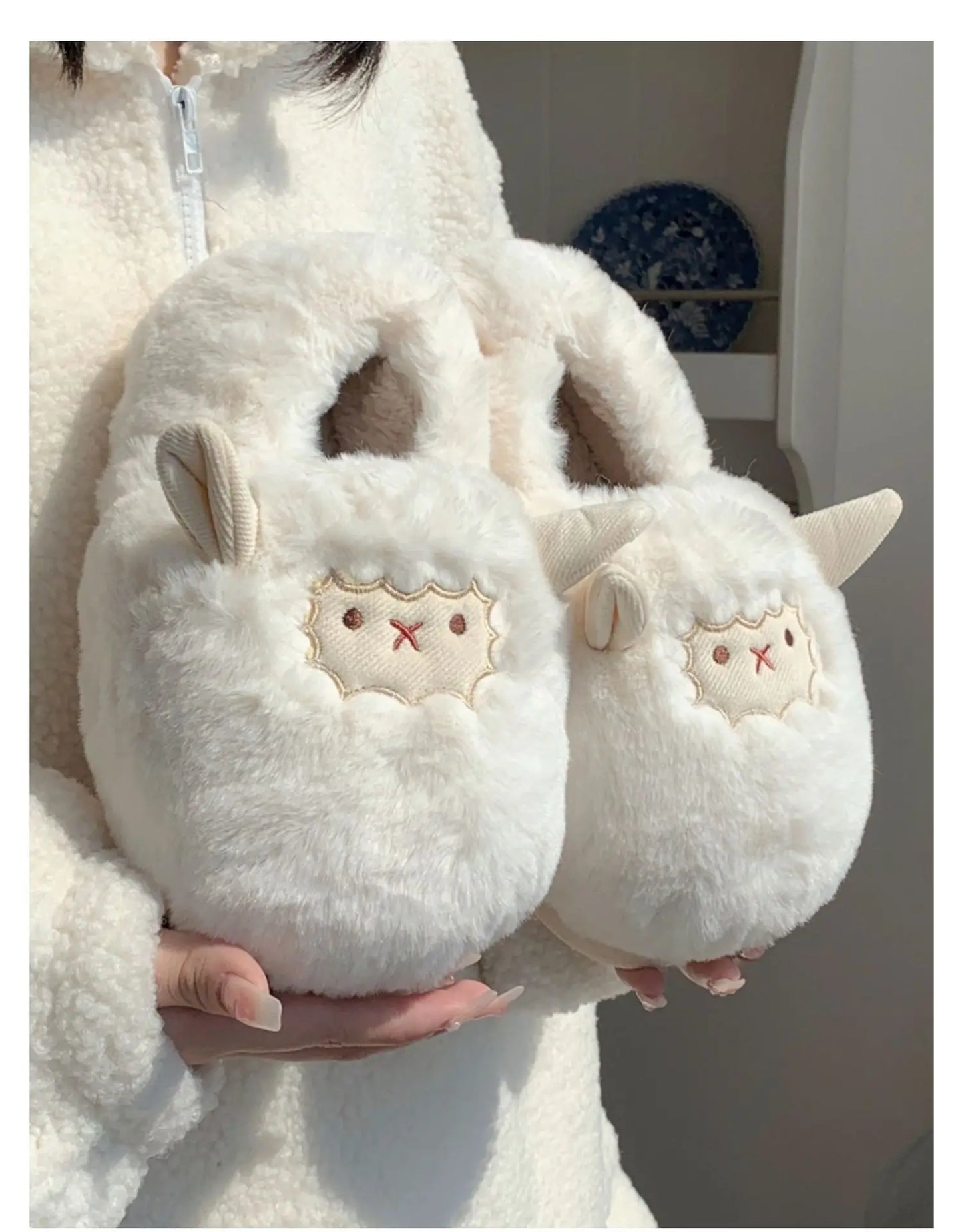 Gacimy Winter Plush Slippers For Women Cute Milk Cow Fluffy Cotton Shoes Girls Fashion Cartoon Indoor Warm Comfortable Slippers