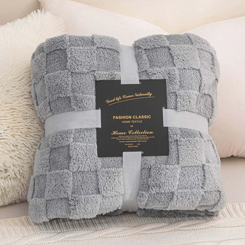 Plaid waffle jacquard 4 saisons — Texture naturelle & chaleur modulable