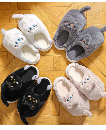 Gacimy Winter Plush Slippers For Women Cute Milk Cow Fluffy Cotton Shoes Girls Fashion Cartoon Indoor Warm Comfortable Slippers