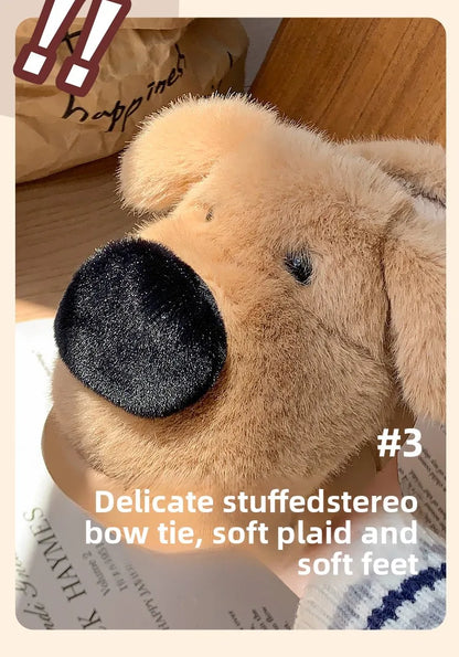 Children's Plush Slippers Anti-Slip Warm Home Indoor Wear Dog Cartoon Soft Soles Comfortable Cotton Slippers for Boys And Girls
