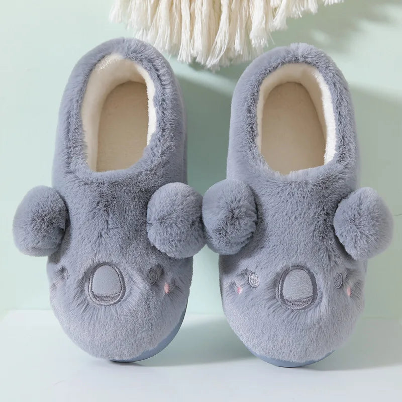 Gacimy Winter Plush Slippers For Women Cute Milk Cow Fluffy Cotton Shoes Girls Fashion Cartoon Indoor Warm Comfortable Slippers