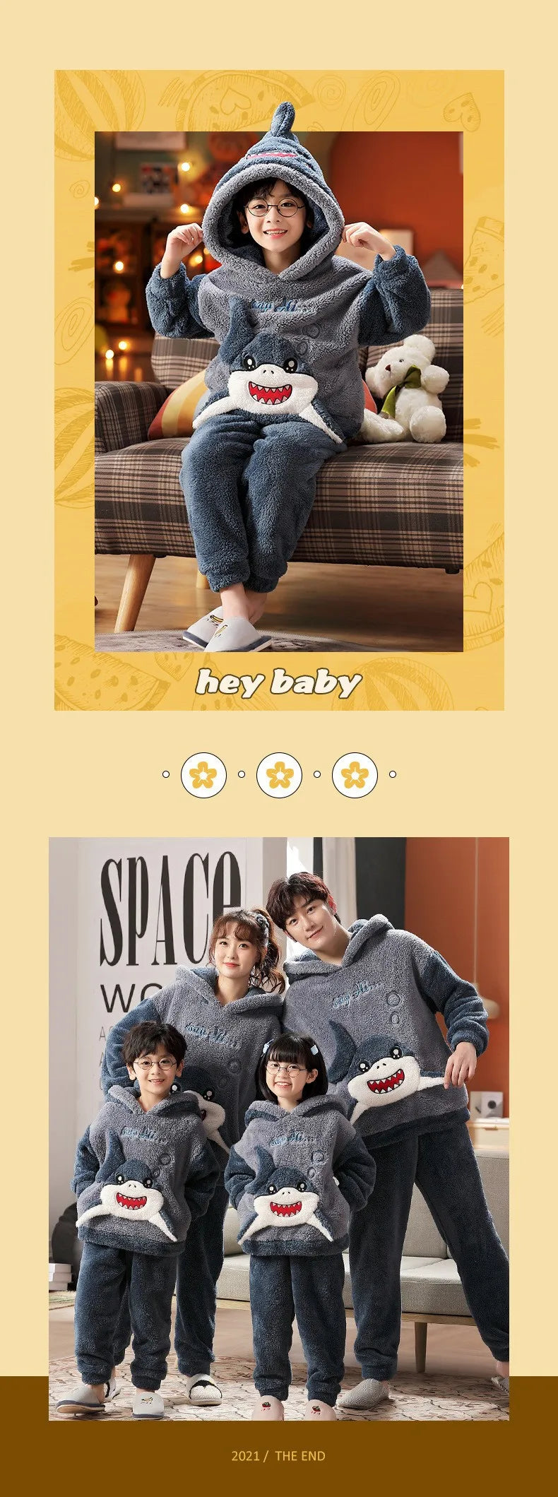 Winter Kids Fleece Pajamas Panda Children Clothing Sets Thick Hooded Pijamas for 4 6 8 12 Years Animal Cartoon Warm Home Clothes