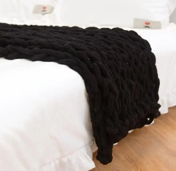 Plaid chenille chunky knit — Chaleur profonde & sensation de cocooning absolu