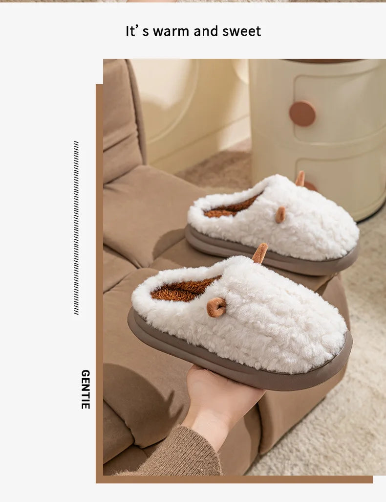 Women's Winter Slippers - Plush Fleece-Lined House Shoes, Warm Indoor/Outdoor Cotton Slippers with Non-Slip Sole