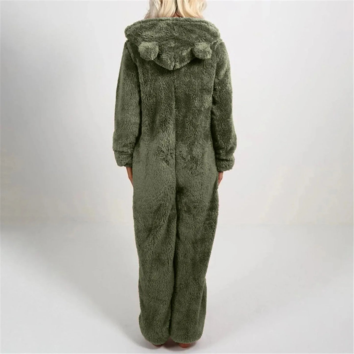 Thickened Furry Onesies for Adults Women Fashion Fleece Sleepwear Hood Sets Pajamas for Winter Women Velvet Warm Pyjamas