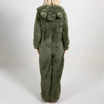 Thickened Furry Onesies for Adults Women Fashion Fleece Sleepwear Hood Sets Pajamas for Winter Women Velvet Warm Pyjamas