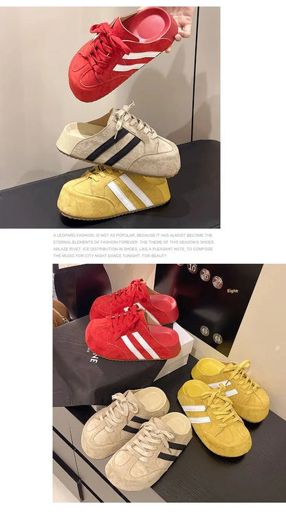 Birkent Women's Summer Outdoor Casual Slip-On Half Slippers Retro Heightening Knot Lazy Trainer Rubber Bottom Shoes