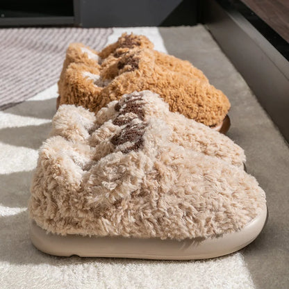 Cotton slippers for women, autumn and winter indoor home, soft bottom for warmth, plush cotton slippers for women, winter