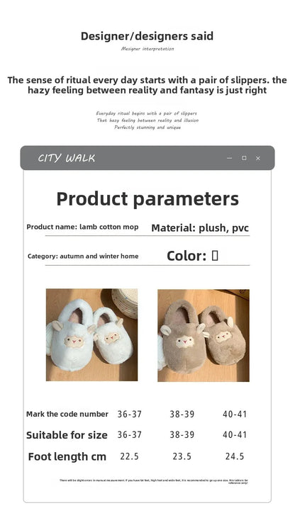 Women's Cotton Slippers Winter Home Indoor Plush Warm Anti-slip Thick Bottom Outdoor Cute Full Cover Heel Cotton Shoes