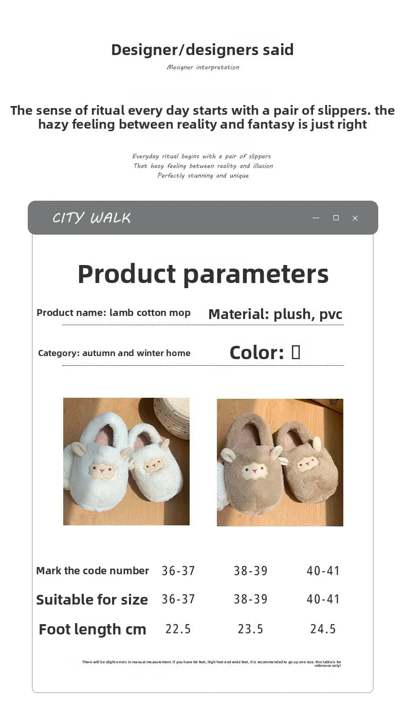 Women's Cotton Slippers Winter Home Indoor Plush Warm Anti-slip Thick Bottom Outdoor Cute Full Cover Heel Cotton Shoes