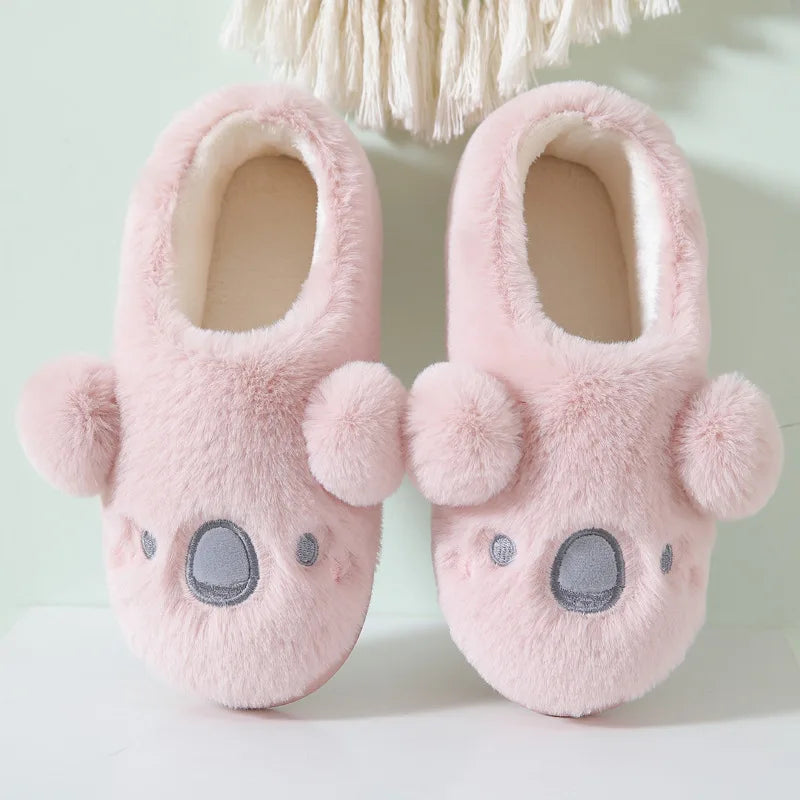 Gacimy Winter Plush Slippers For Women Cute Milk Cow Fluffy Cotton Shoes Girls Fashion Cartoon Indoor Warm Comfortable Slippers
