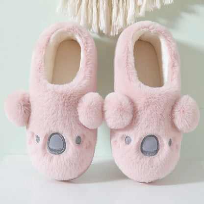 Gacimy Winter Plush Slippers For Women Cute Milk Cow Fluffy Cotton Shoes Girls Fashion Cartoon Indoor Warm Comfortable Slippers