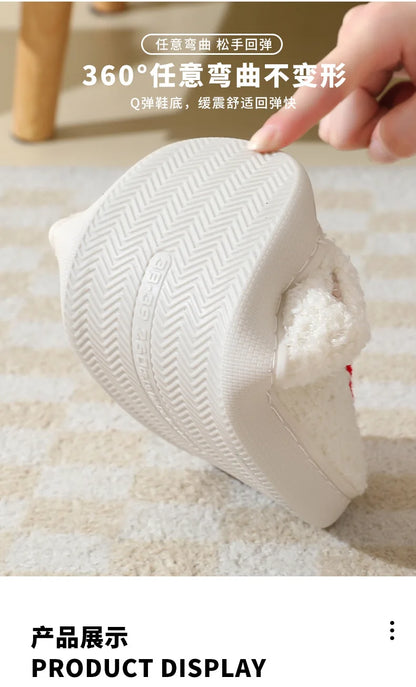 Christmas Slippers Women's Men Home Bedroom Shoes Winter Men's Female Indoor Plush Soft Fluffy Living Room Floor Flip Flops