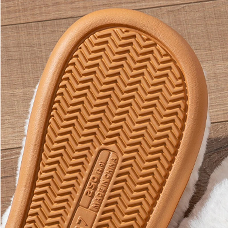 Litfun Winter Fluffy Women's Slippers Soft Sole Non-slip Indoor Slides Leisure Furry Warm Cozy House Cotton Slippers For Women