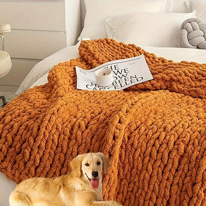Plaid chenille chunky knit — Chaleur profonde & sensation de cocooning absolu