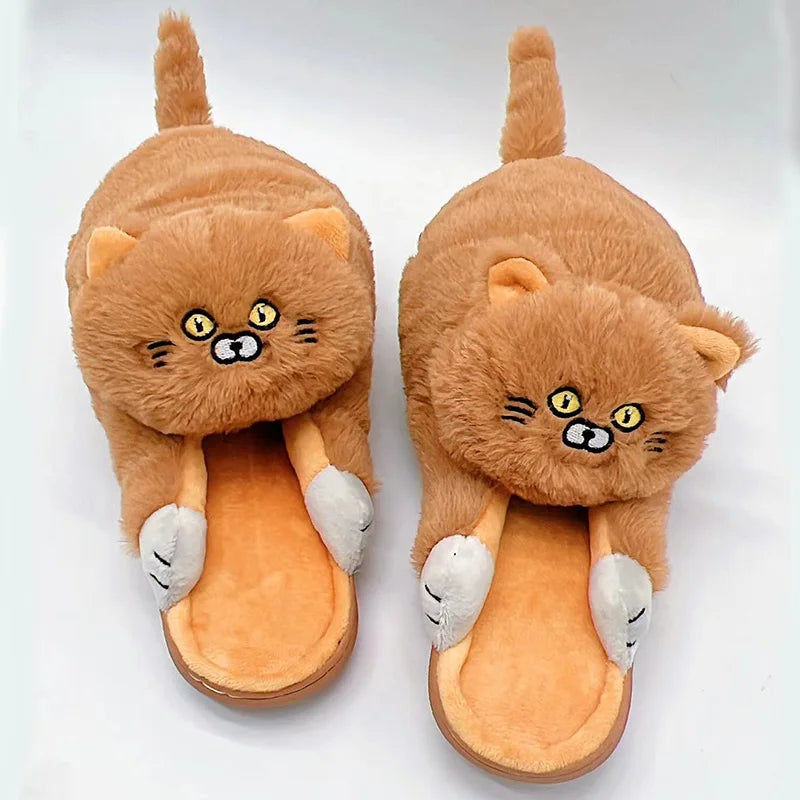 Cosy Cute British Shorthair Cat Slippers For Women Men Who Loves Kitty Indoor Fluffy Plush Home Shoes Fur Slides Mules Slippers
