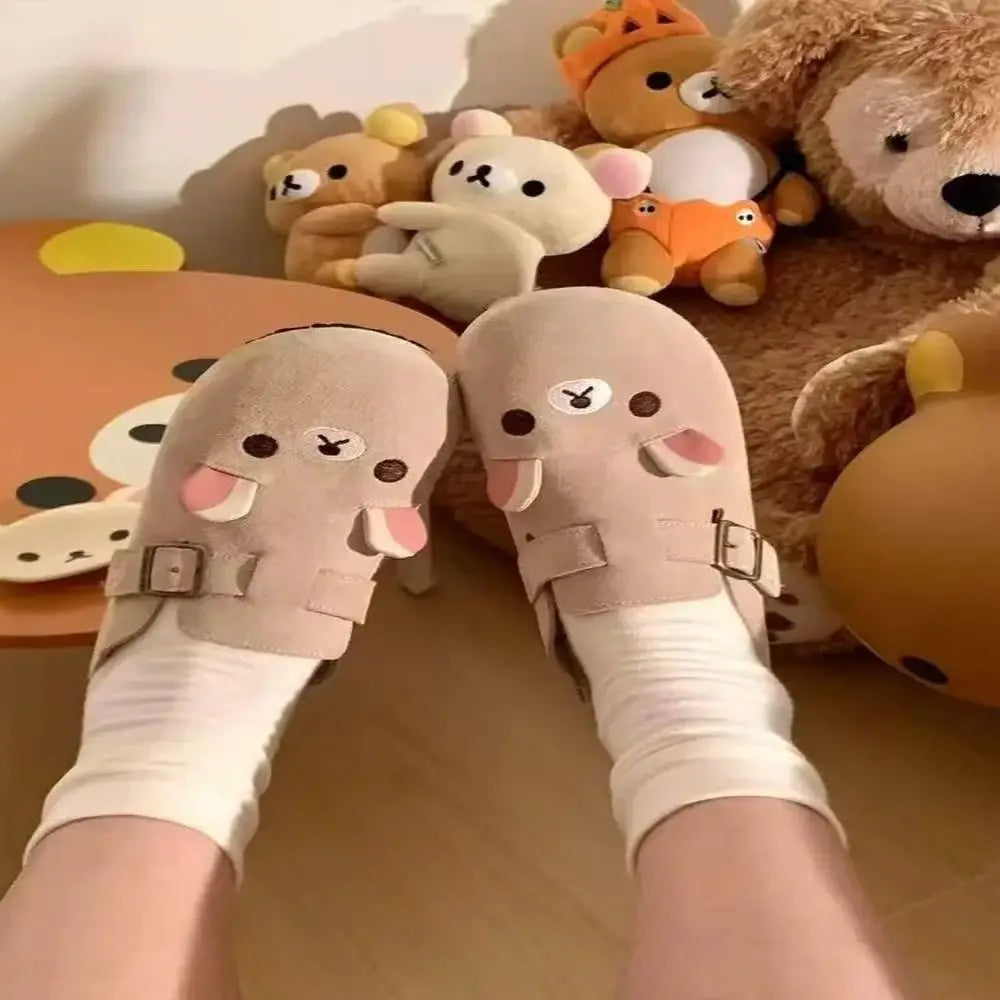 New Thick Bottom Rilakkuma Women's Shoes Height Increase Cartoon Anime Periphery Cute Retro Rilakkuma Slippers