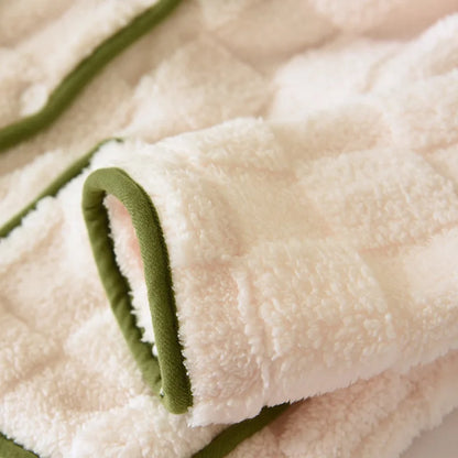 Thickened Flannel Sleepwear Long Sleeve Home Clothes Set for Couples Autumn Winter Warm Home Clothes Polyester Fiber