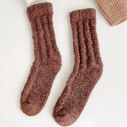 5 Pairs Coral Fleece Winter Socks Men Thick Warm Long Crew Socks Thermal  Cozy Fluffy Sleeping Socks Boys