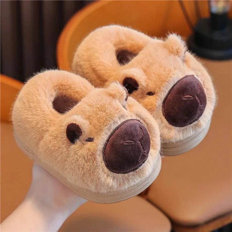 Thickened Cotton Slippers for Children Indoor Outdoor Home Wear Warm Booties with Heel for Boys And Girls in Winter
