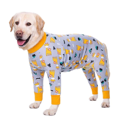 Dog Recovery Suit Christmas Dog Clothes Boy Girl Cartoon Print Fabric Dog Onesie Post Operative Dog Bodysuit Apparels For Dog